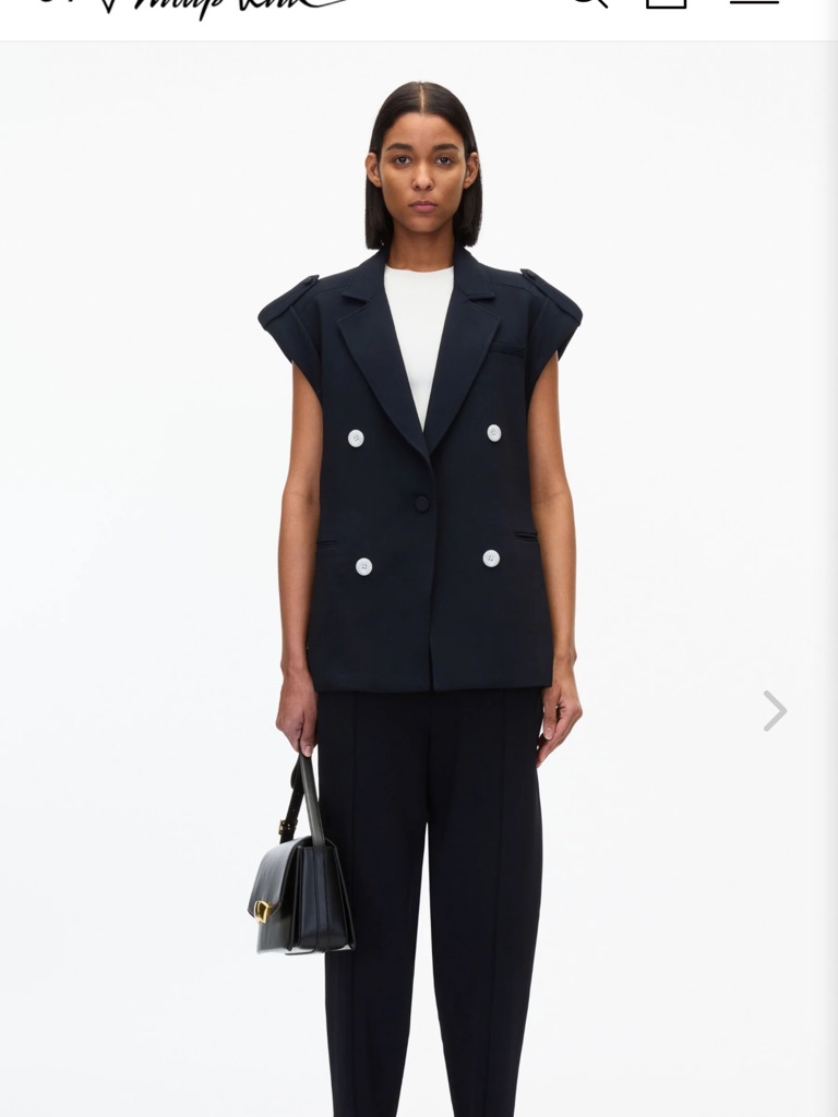 Sleeveless Double-Breasted Blazer Vest In Black